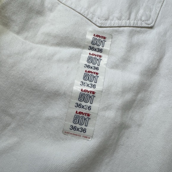 Vintage Levis 501 Jeans Mens 36x36 White Denim Button Fly Straight Leg USA - Picture 8 of 13